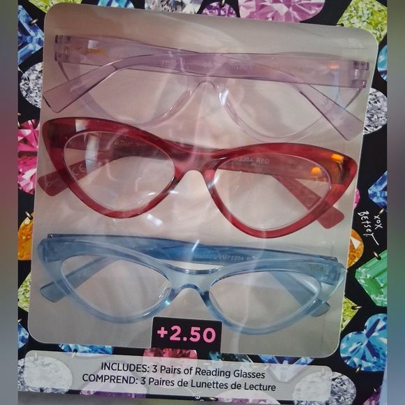Betsey Johnson Reading Glasses, +2.50 Power, 3 Pack - Picture 3 of 3
